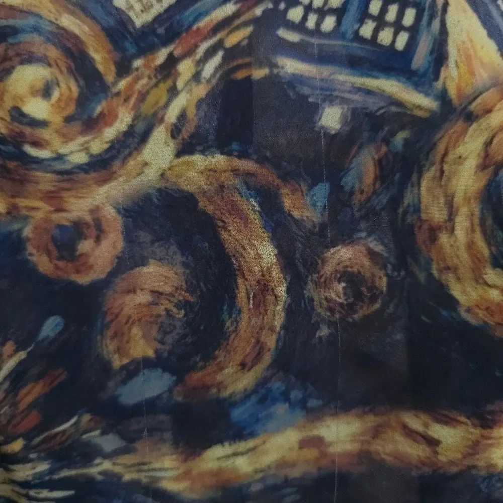 Doctor Who Exploding Tardis Kimono Chiffon Fringe Open Front Comic Con - Picture 9 of 14